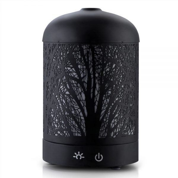 DEVANTI Aroma Diffuser Aromatherapy LED Night Light Iron Air Humidifier Black Forrest Pattern 100ml