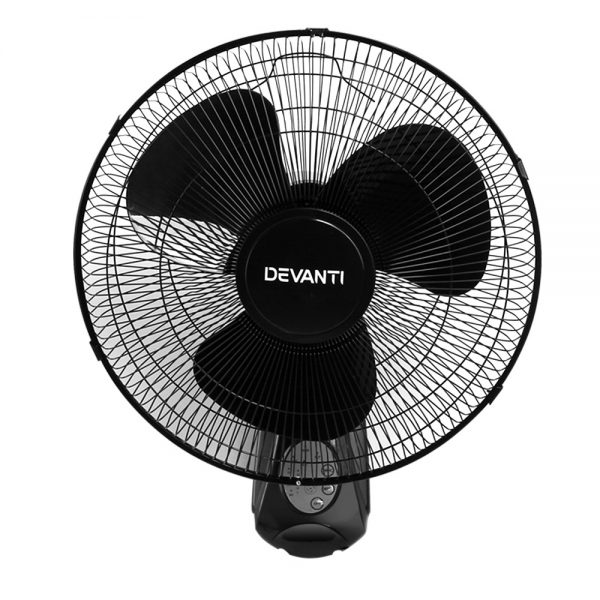Devanti 40cm Wall Mounted Fan with Remote Control - Black