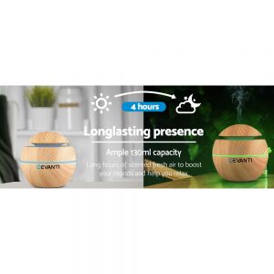 Devanti Aromatherapy Diffuser Aroma Essential Oils Air Humidifier LED Light 130ml