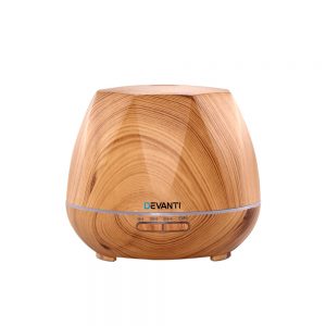 Devanti Ultrasonic Aroma Aromatherapy Diffuser Oil Electric LED Air Humidifier 400ml Light Wood