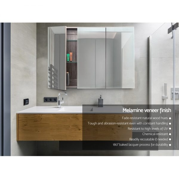 Cefito Bathroom Vanity Shaving Mirror Cabinet 1200MM x 720MM Pencil Edge Natural
