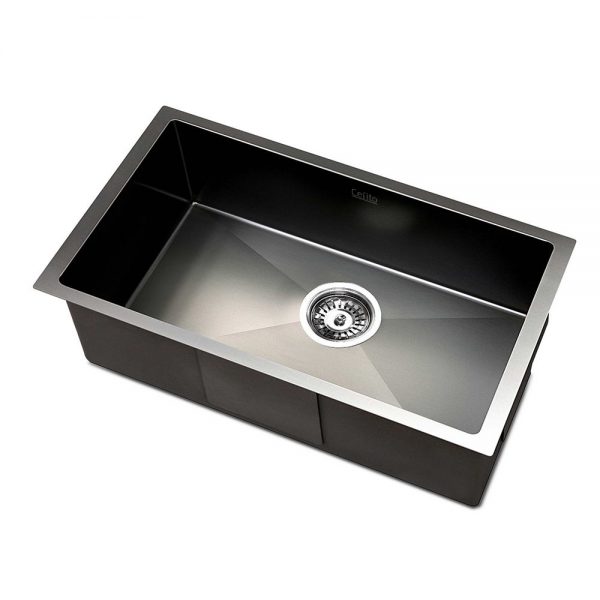 Cefito Stainless Steel Kitchen Sink 450X300MM Under Topmount Sinks Laundry Bowl Black