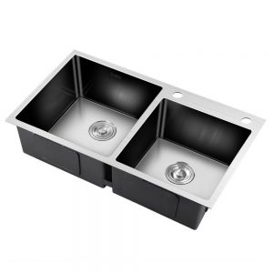 Cefito Stainless Steel Kitchen Sink 800X450MM Under Topmount Laundry Double Bowl Silver