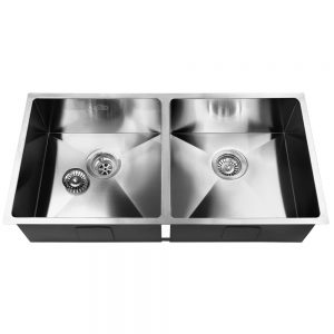 Cefito Stainless Steel Kitchen Sink 865X440MM Under Topmount Laundry Double Bowl Silver