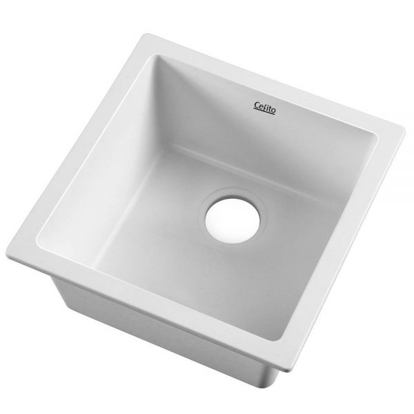 Cefito Stone Kitchen Sink 450X450MM Granite Under Topmount Basin Bowl Laundry White