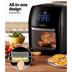 Devanti 12L Air Fryer LCD Digital Low Oil Deep Frying Oven Healthy Kitchen Cooker