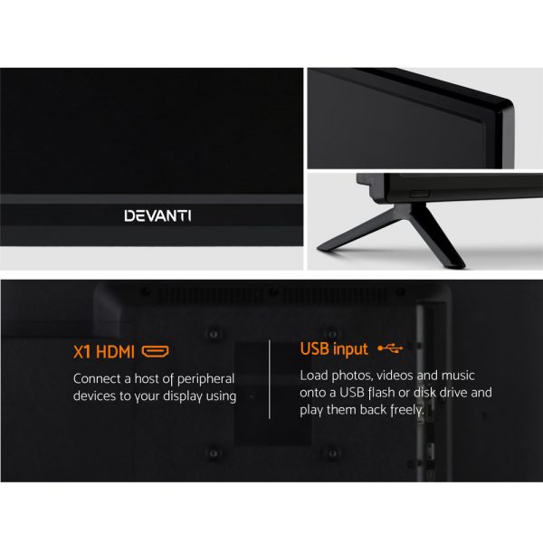 Devanti 24 Inch LED TV Combo Built-In DVD Player DC 12V Caravan Boat USB