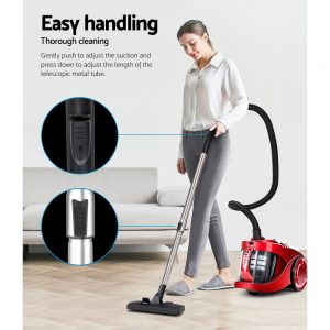 Devanti Bagless Vacuum Cleaner Cleaners Cyclone Cyclonic Vac HEPA Filter Car Home Office 2200W Red