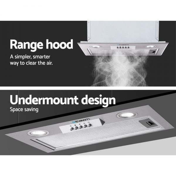 Devanti Range Hood Rangehood Undermount Built In Stainless Steel Canopy 52cm 520mm