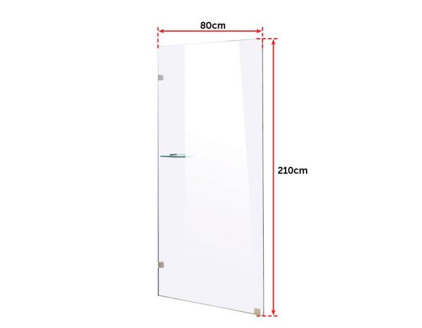 800 x 2100mm Frameless 10mm Safety Glass Shower Screen - Image 2