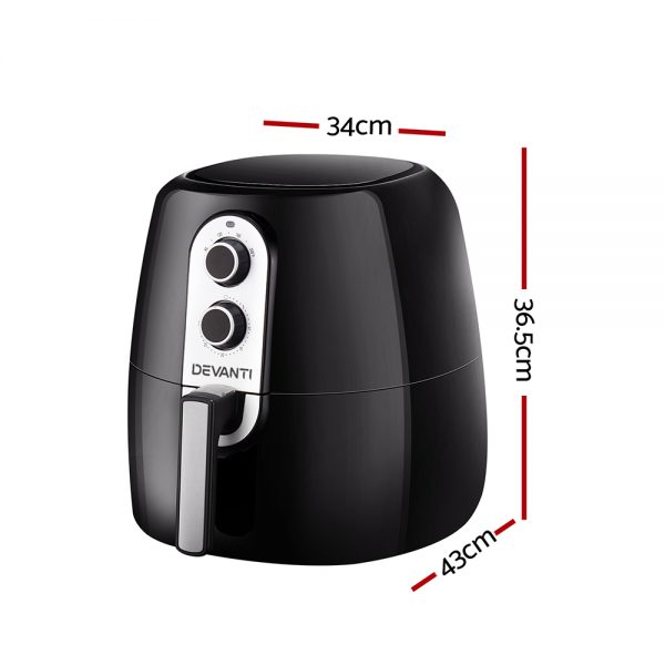 Devanti 7L Oil Free Air Fryer - Black - Image 2