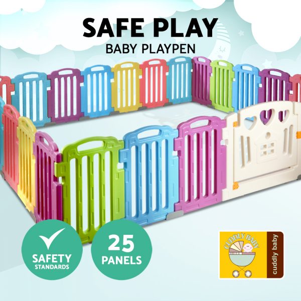 Cuddly Baby 25-Panel Plastic Baby Playpen Interactive Kids Safety Gate - Image 3