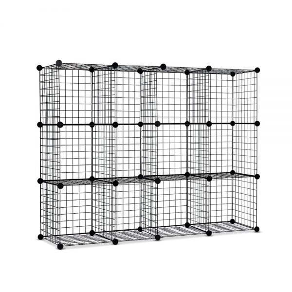 12 Cube Mesh Wire Storage Cabinet