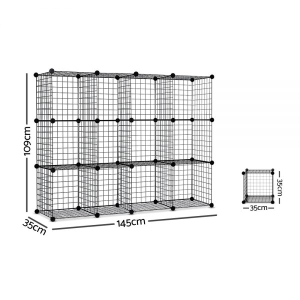 12 Cube Mesh Wire Storage Cabinet - Image 2