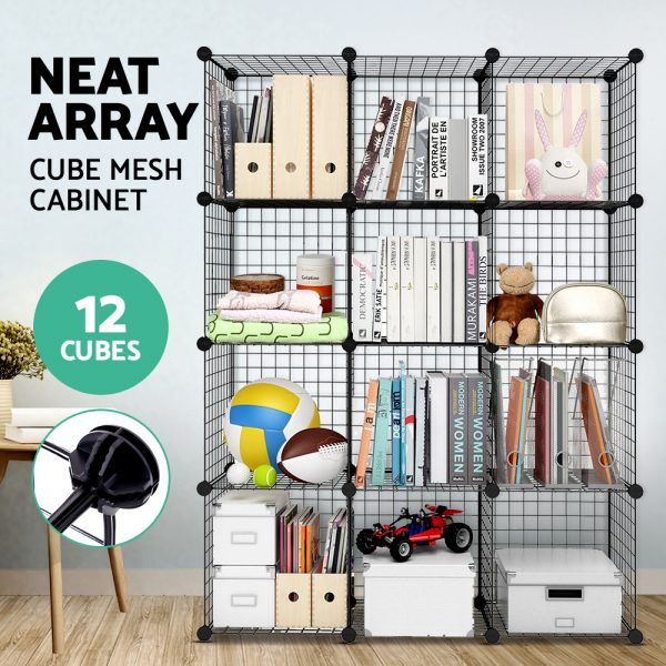 12 Cube Mesh Wire Storage Cabinet - Image 3