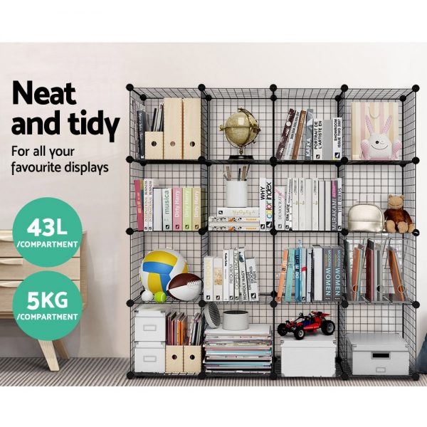 16 Cube Metal Wire Storage Cabinet - Black - Image 4