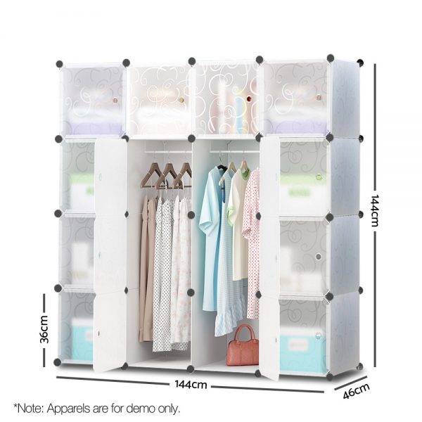 16 Cube Portable Storage Cabinet Wardrobe - White - Image 2