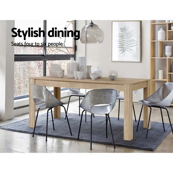 Artiss Dining Table 6-8 Seater Wooden Kitchen Tables Oak 160cm Cafe Restaurant - Image 3