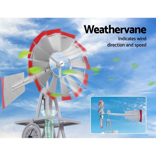 Garden Windmill 8FT 245cm Metal Ornaments Outdoor Decor Ornamental Wind Will - Image 3