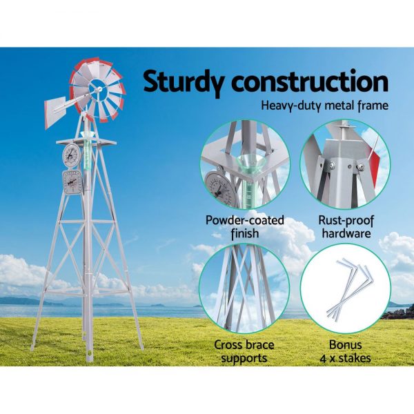 Garden Windmill 8FT 245cm Metal Ornaments Outdoor Decor Ornamental Wind Will - Image 6