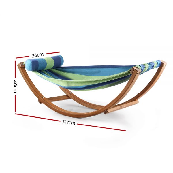 Keezi Kids Timber Hammock Bed Swing - Blue - Image 2