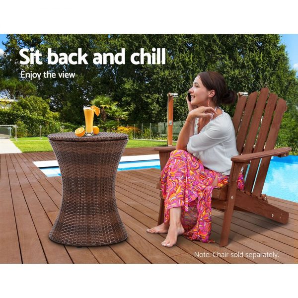 Gardeon Outdoor Bar Table Patio Pool Cooler Ice Bucket Wicker Coffee Picnic Party - Image 6