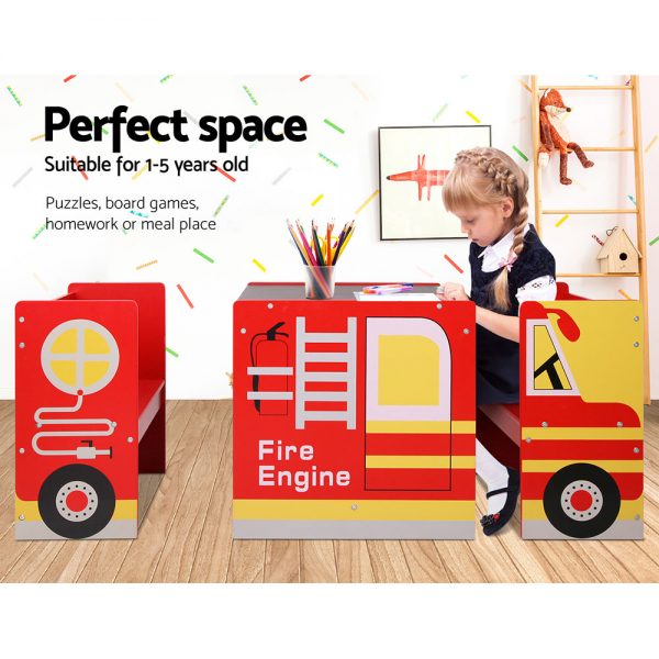 Keezi Kids Fire Truck Table & Chair Set - Image 3