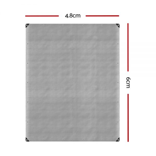 Instahut 4.8x6m Tarp Camping Tarps Poly Tarpaulin Heavy Duty Cover 180gsm Silver - Image 2