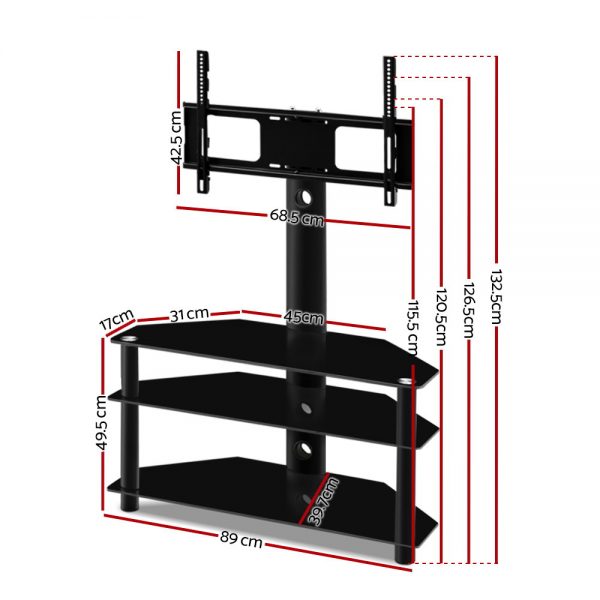 Artiss 3 Tier Floor TV Stand with Bracket Shelf Mount - Image 2