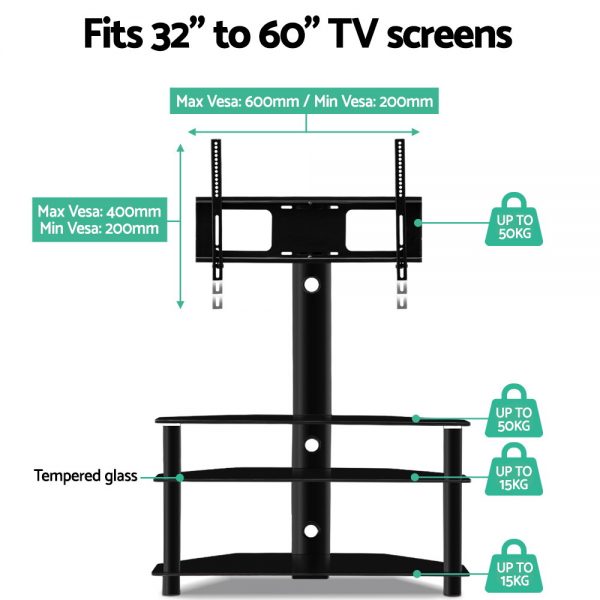 Artiss 3 Tier Floor TV Stand with Bracket Shelf Mount - Image 3