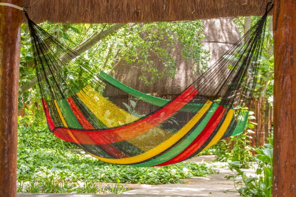 King Size Cotton Hammock in Rasta - Image 3