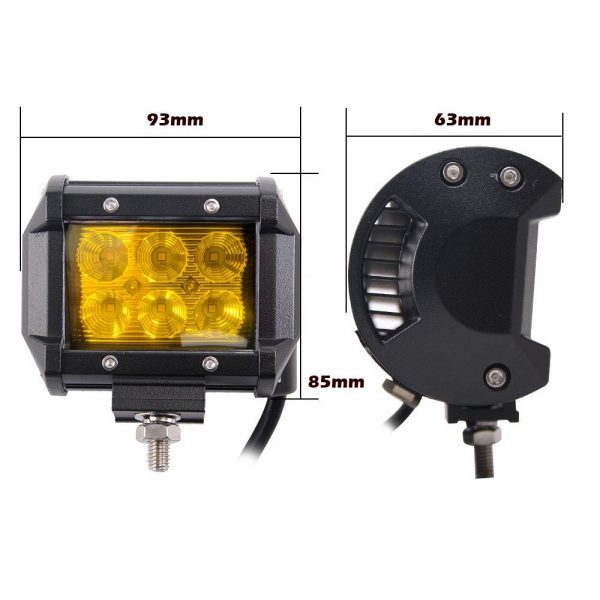 2x 4inch Flood LED Light Bar Offroad Boat Work Driving Fog Lamp Truck Yellow - Image 3