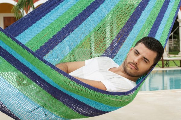 King Size Outdoor Cotton Hammock in Oceanica - Image 3