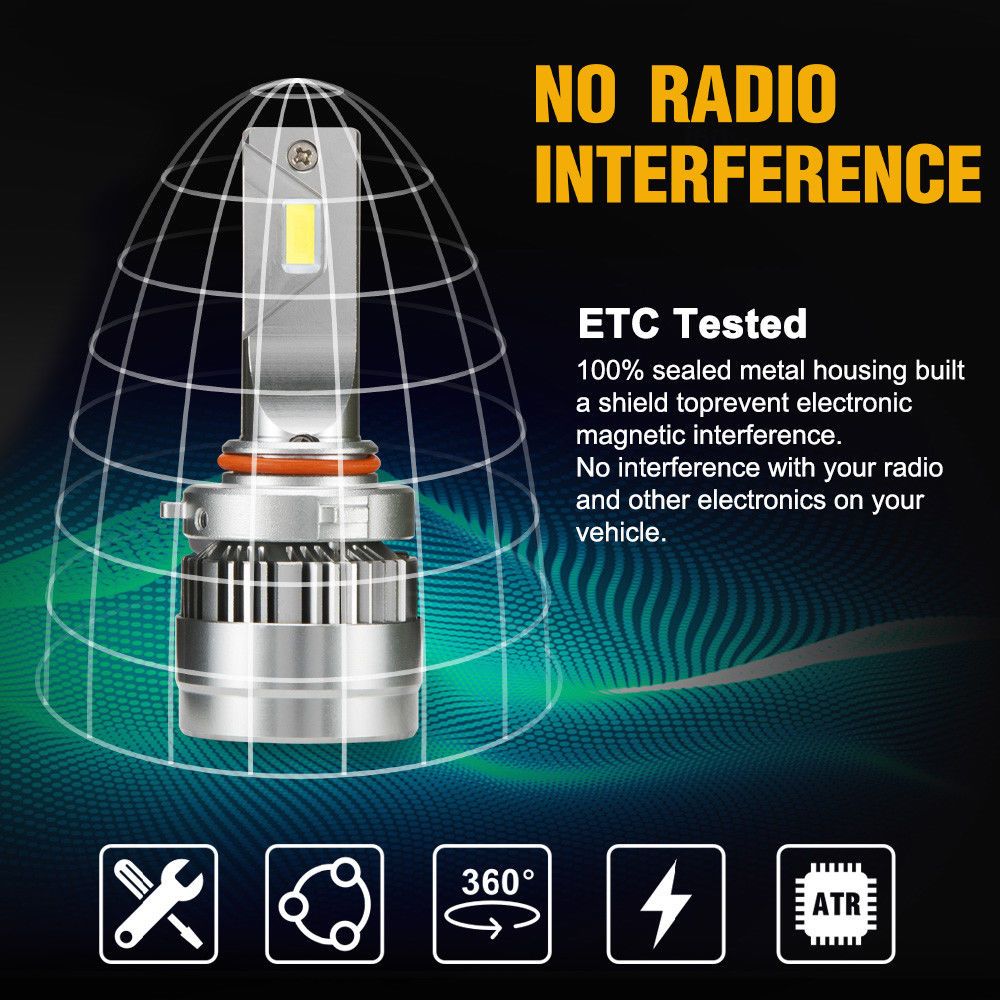 Pair LED Headlight Kit Driving Lamp CSP 9005 High Low Beam Canbus ERROR FREE - Image 6