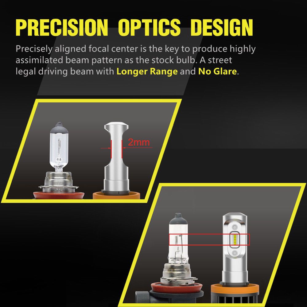 Pair LED Headlight Kit Driving Lamp H11 High Low Beam Globe bulbs upgrade deisgn - Image 5