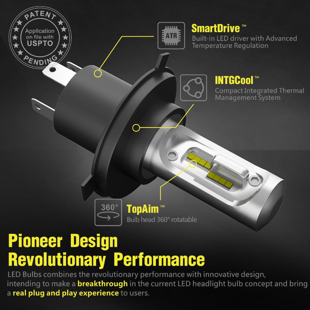 Pair LED Headlight Kit Driving Lamp H4 HB2 9003 High Low Beam 12000LM pair - Image 2