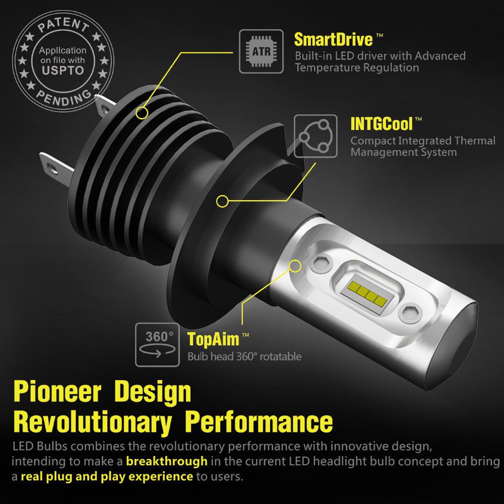 Pair LED Headlight Kit Driving Lamp H7 High Low Beam Globe bulbs upgrade deisgn - Image 2