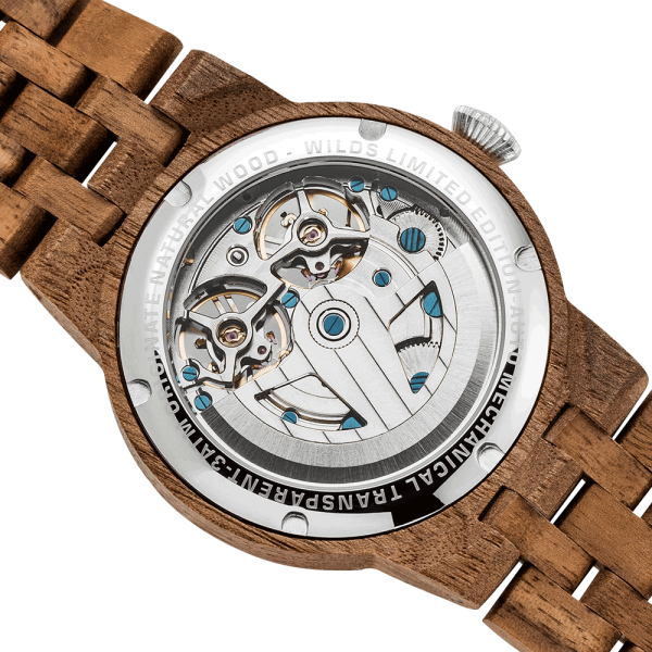 Men Dual Wheel Automatic Walnut Wood Watch - Image 3