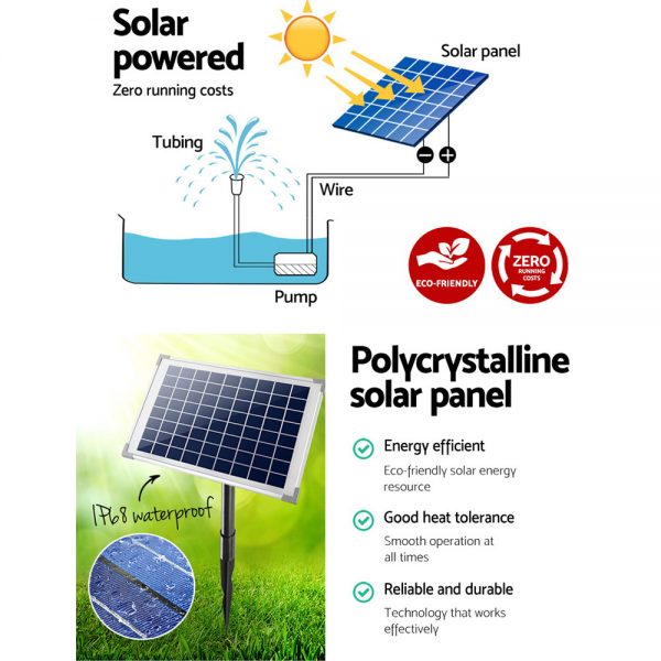 Gardeon 650L/H Submersible Fountain Pump with Solar Panel - Image 6