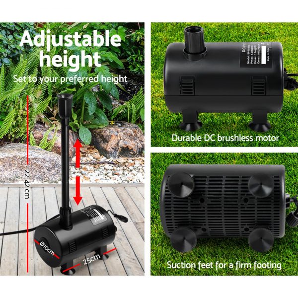 Gardeon 1600L/H Submersible Fountain Pump with Solar Panel - Image 3