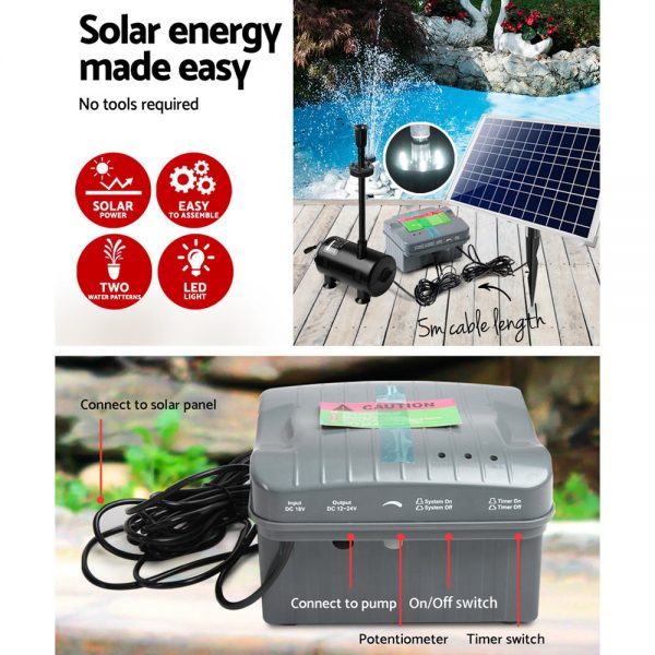 Gardeon 1600L/H Submersible Fountain Pump with Solar Panel - Image 4