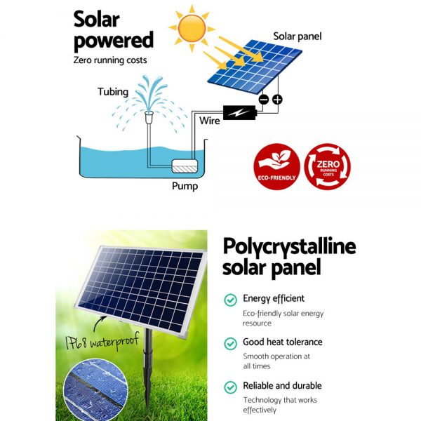 Gardeon 1600L/H Submersible Fountain Pump with Solar Panel - Image 6