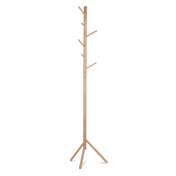 Artiss Wooden Clothes Stand with 6 Hooks - Beige