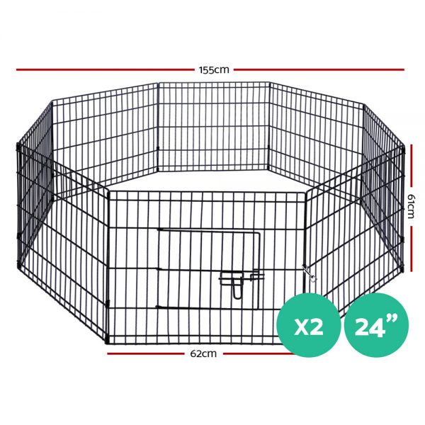 i.Pet 2X24" 8 Panel Pet Dog Playpen Puppy Exercise Cage Enclosure Fence Play Pen - Image 2