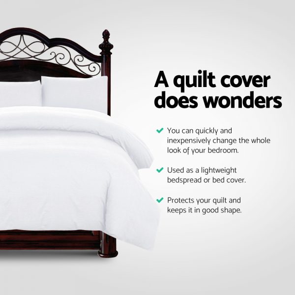 Giselle Bedding Queen Size Classic Quilt Cover Set - White - Image 3