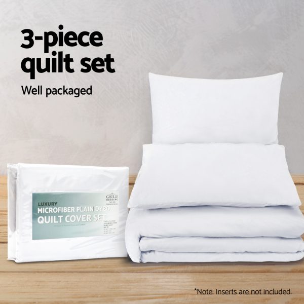 Giselle Bedding Queen Size Classic Quilt Cover Set - White - Image 4