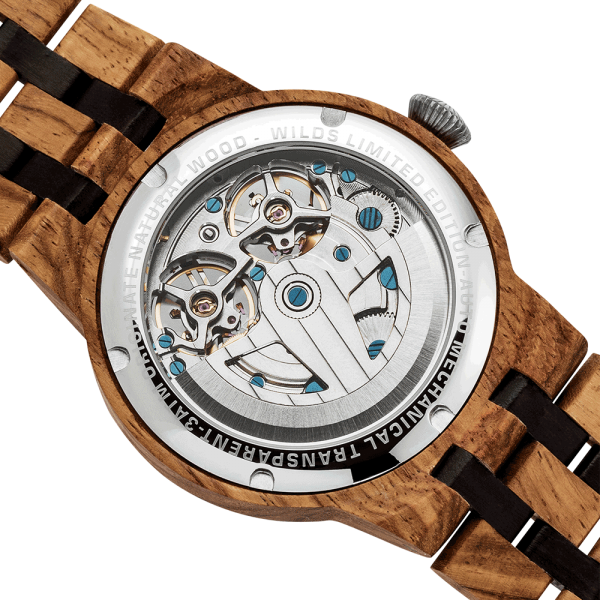 Men Dual Wheel Automatic Ambila Wood Watch - Image 4