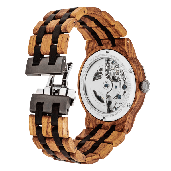 Men Dual Wheel Automatic Ambila Wood Watch - Image 3